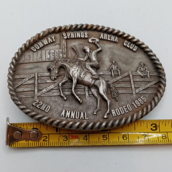 Bronc Rider Rodeo Belt Buckle Vintage 1985 Conway Springs Kansas PRCA Cowboy KS - Picture 4 of 9